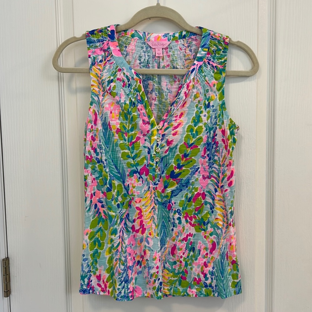 Lilly Pulitzer Essie Tank, Catch the Wave size XS